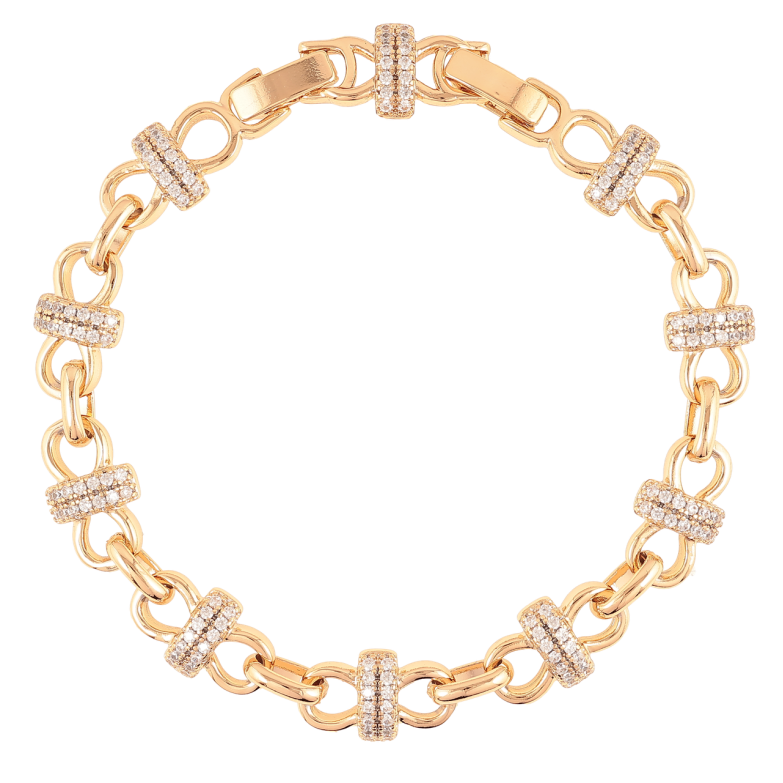 Браслет Xuping Позолота 18K Декоративный узор с цирконием размер с доп. замком 18,20см х 2-9мм фото №1