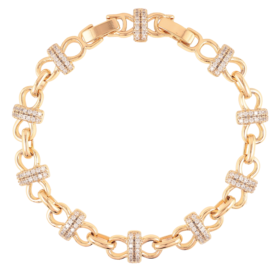 Браслет Xuping Позолота 18K Декоративный узор с цирконием размер с доп. замком 18,20см х 2-9мм фото №1