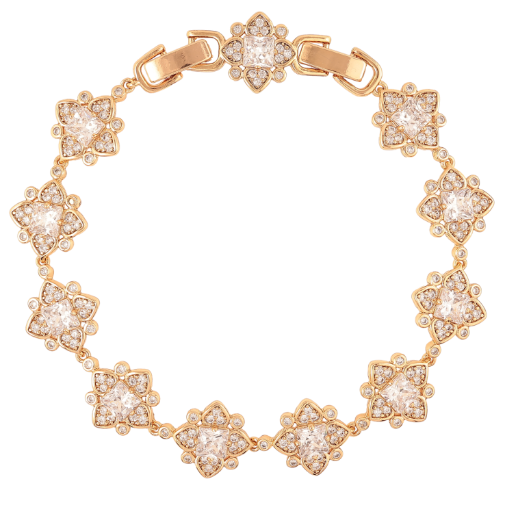 Браслет Xuping Позолота 18K Кристальные цветочки размер с доп. замком 17.5,19.5см х 12мм фото №16