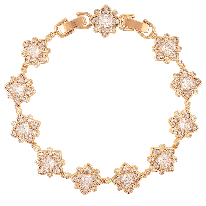 Браслет Xuping Позолота 18K «Кришталеві квіточки» розмір з доп. замком 17.5,19.5см х 12мм фото №1