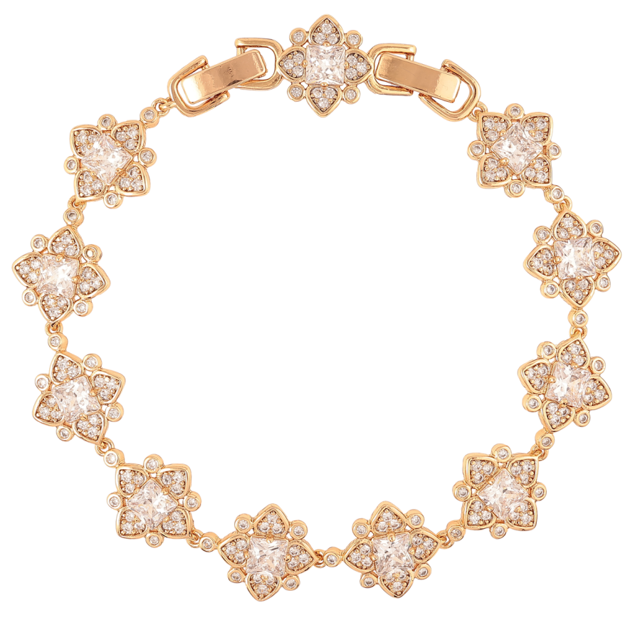 Браслет Xuping Позолота 18K Кристальные цветочки размер с доп. замком 17.5,19.5см х 12мм фото №1