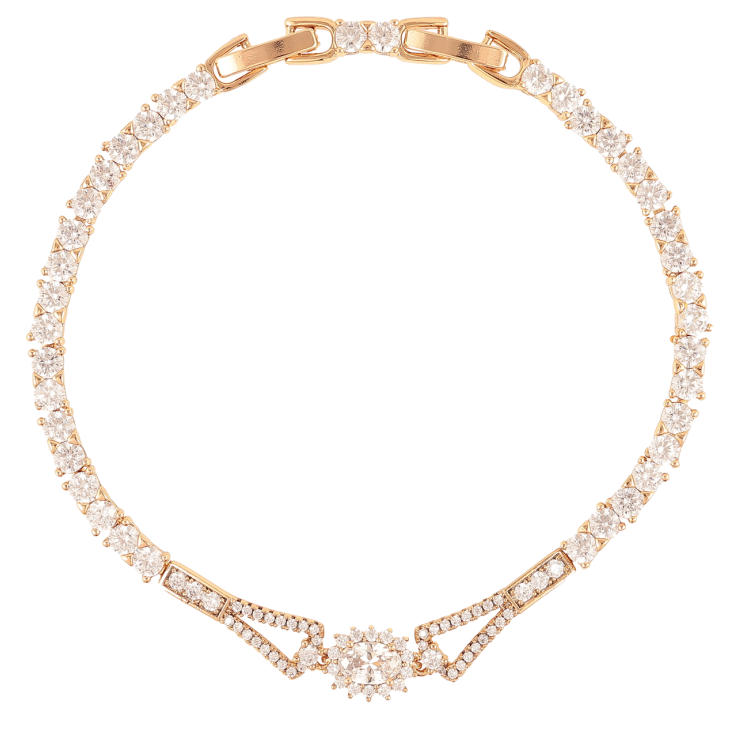 Браслет Xuping Позолота 18K Дорожка циркония с кристальной вставкой размер с доп. замком 17.5,19.5см х 3мм фото №8