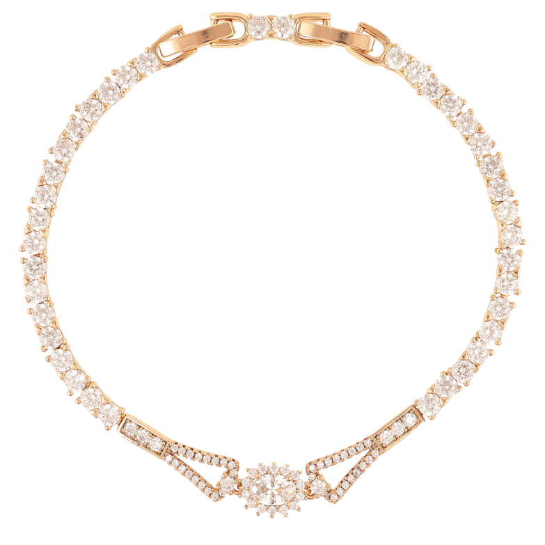 Браслет Xuping Позолота 18K Дорожка циркония с кристальной вставкой размер с доп. замком 17.5,19.5см х 3мм фото №1