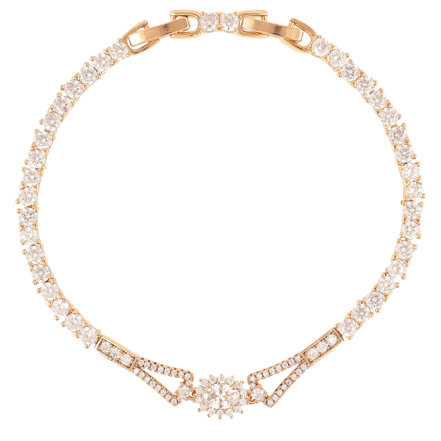 Браслет Xuping Позолота 18K Дорожка циркония с кристальной вставкой размер с доп. замком 17.5,19.5см х 3мм фото №1