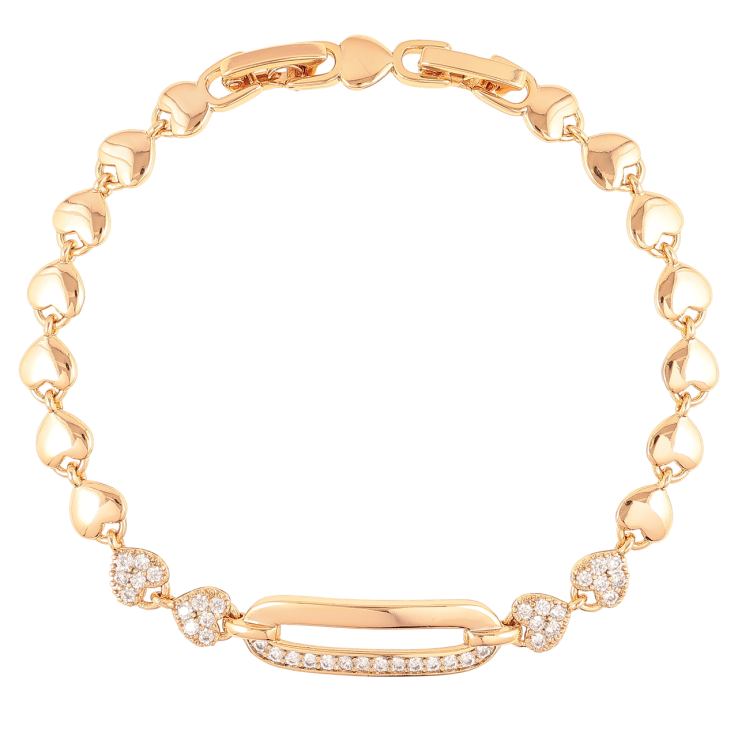 Браслет Xuping Позолота 18K Сердечки с овальной вставкой размер с доп. замком 16.5,18.5см х 5мм фото №4