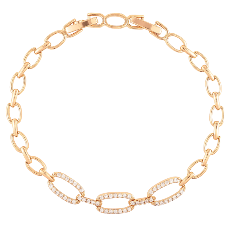 Браслет Xuping Позолота 18K Овальные звенья с цирконием размер с доп. замком 17,19см х 5-7мм фото №17