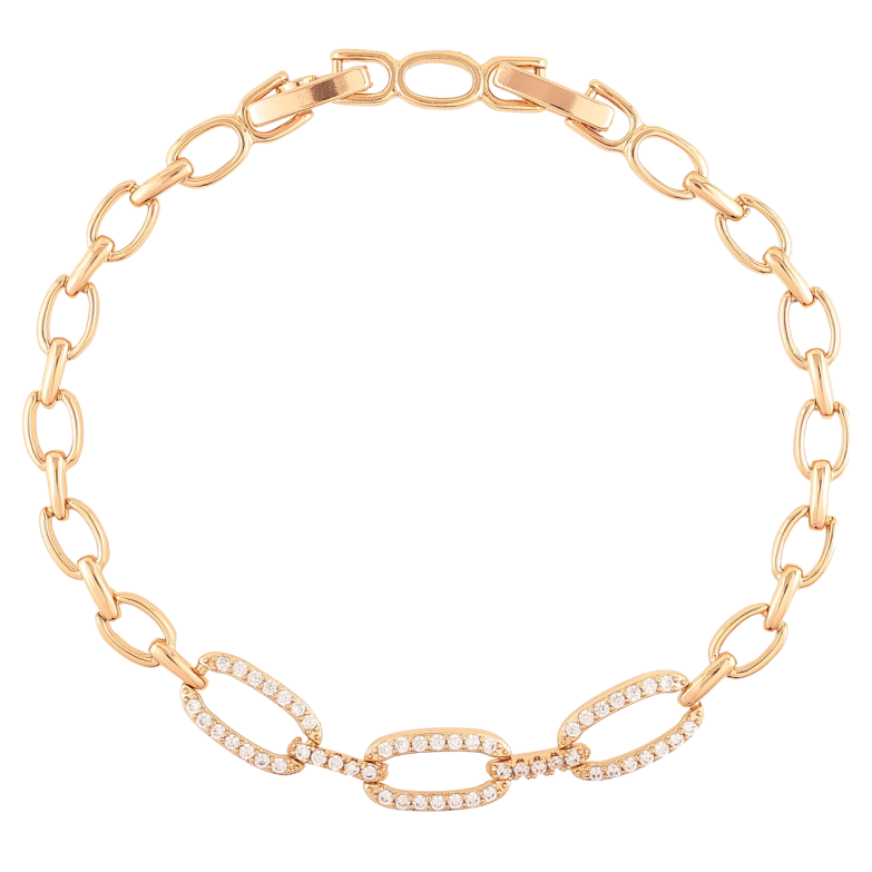 Браслет Xuping Позолота 18K Овальные звенья с цирконием размер с доп. замком 17,19см х 5-7мм фото №7