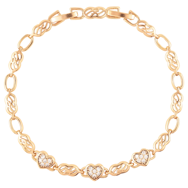 Браслет Xuping Позолота 18K Сердечки с цирконием размер с доп. замком 17.5,19.5см х 4-6мм фото №13