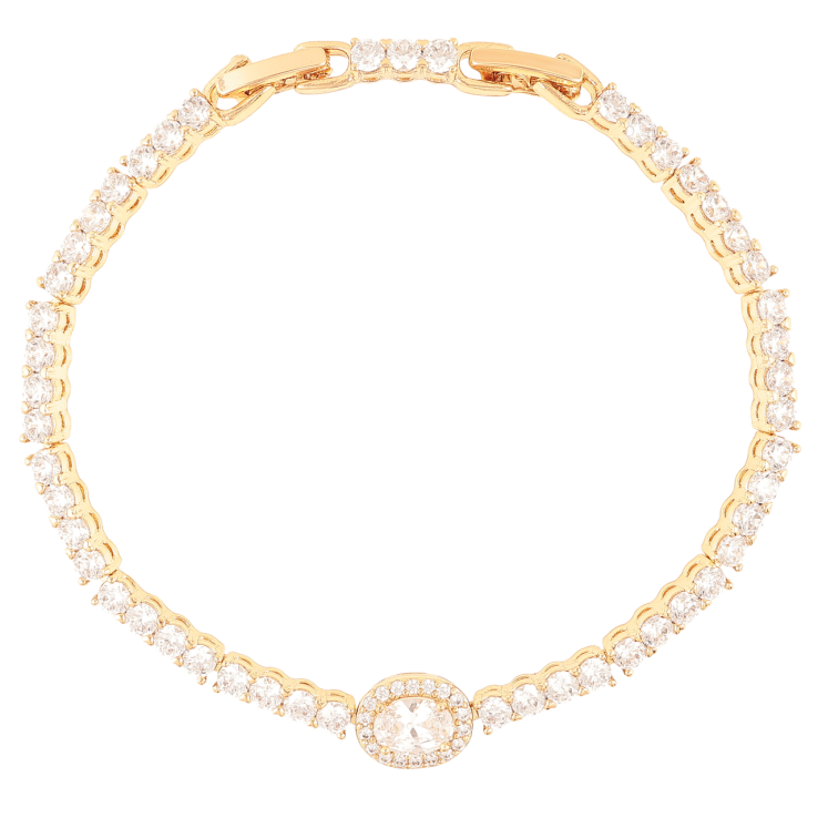 Браслет Xuping Позолота 18K Дорожка циркония с кристальной вставкой размер с доп. замком 17.5,19.5см х 3мм фото №3