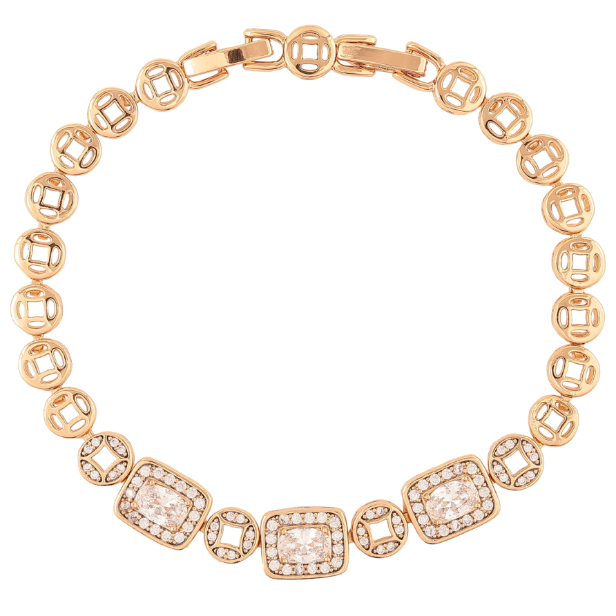 Браслет Xuping Позолота 18K «Інкрустація цирконієм» розмір з доп. замком 17.5,19.5см х 6мм фото №1