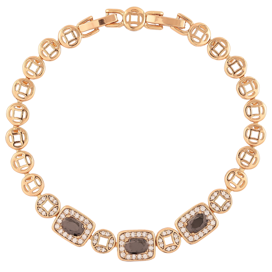 Браслет Xuping Позолота 18K «Інкрустація цирконієм з чорними фіанітами» розмір з доп. замком 17.5,19.5см х 6мм фото №1