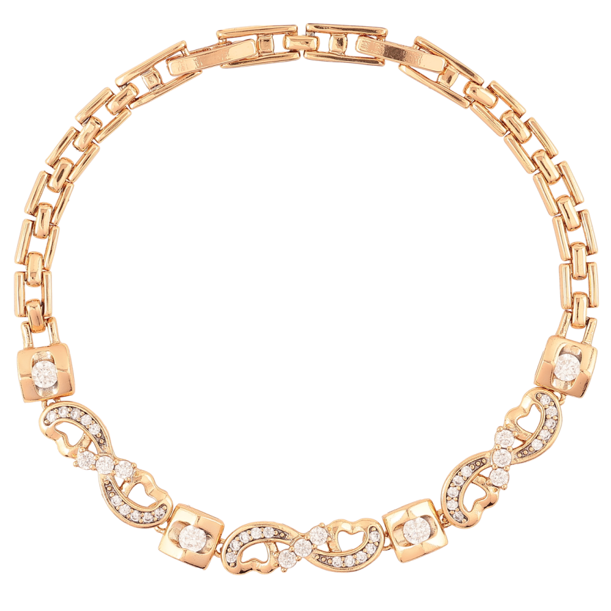 Браслет Xuping Позолота 18K Романтический узор с цирконием размер с доп. замком 17.5,19.5см х 4мм фото №1