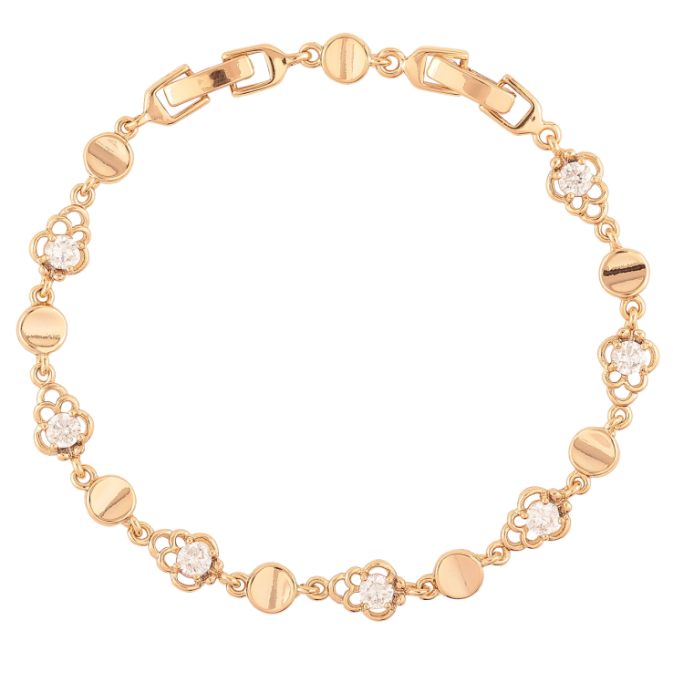 Браслет Xuping Позолота 18K Цветочки с цирконием размер с доп. замком 17,20см х 5-7мм фото №3