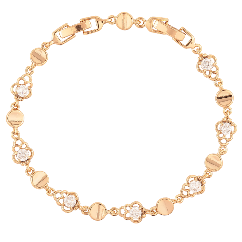 Браслет Xuping Позолота 18K «Квіточки з цирконієм» розмір з доп. замком 17,20см х 5-7мм фото №1