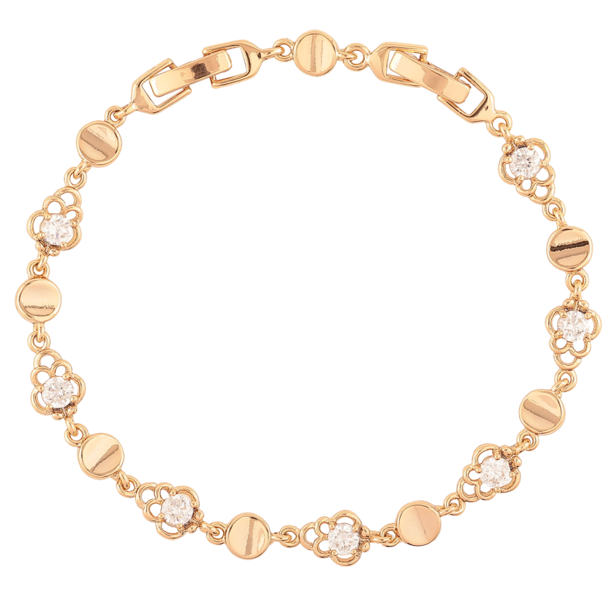 Браслет Xuping Позолота 18K Цветочки с цирконием размер с доп. замком 17,20см х 5-7мм фото №1