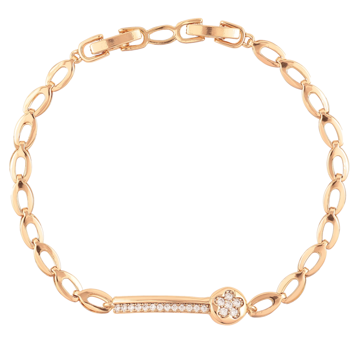 Браслет Xuping Позолота 18K «Вставка доріжка цирконію з квіточкою» розмір з доп. замком 17,19см х 4мм фото №22