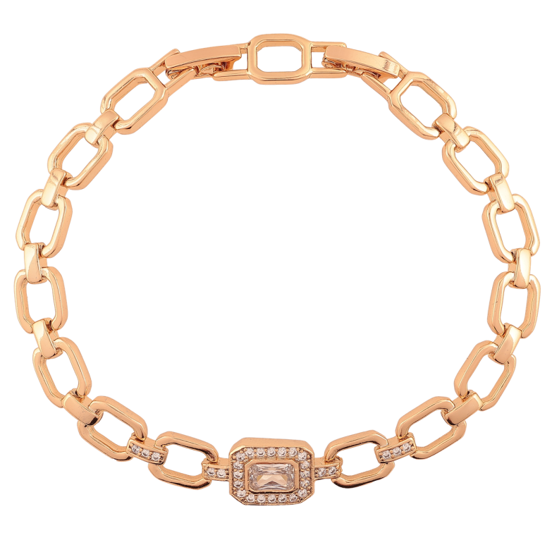 Браслет Xuping Позолота 18K Узор с цирконием размер с доп. замком 17,19см х 7мм фото №1