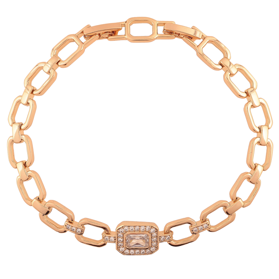 Браслет Xuping Позолота 18K Узор с цирконием размер с доп. замком 17,19см х 7мм фото №1