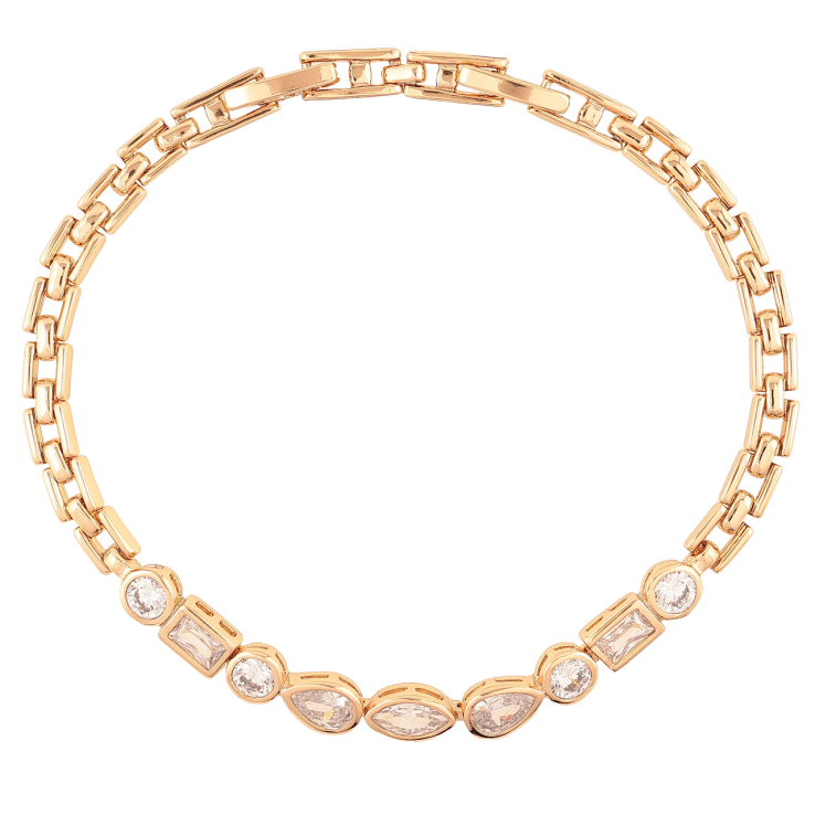 Браслет Xuping Позолота 18K Дорожка фигурных кристаллов размер с доп. замком 17.5,19.5см х 4мм фото №4