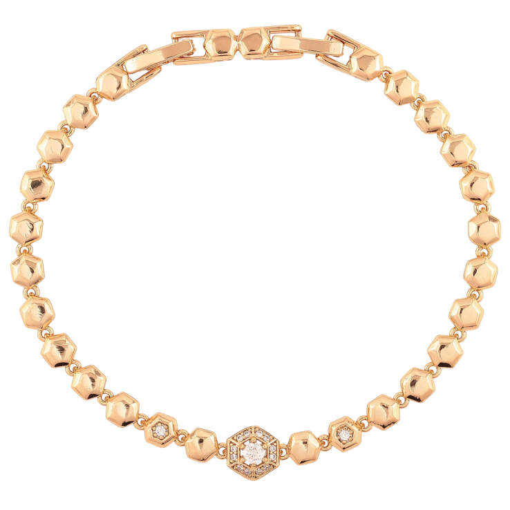 Браслет Xuping Позолота 18K Фигурные звенья с цирконием размер с доп. замком 17.5,19.5см х 4мм фото №18