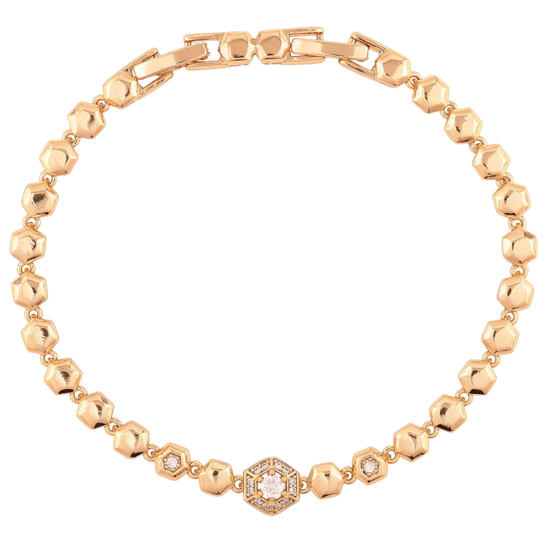 Браслет Xuping Позолота 18K Фигурные звенья с цирконием размер с доп. замком 17.5,19.5см х 4мм фото №9