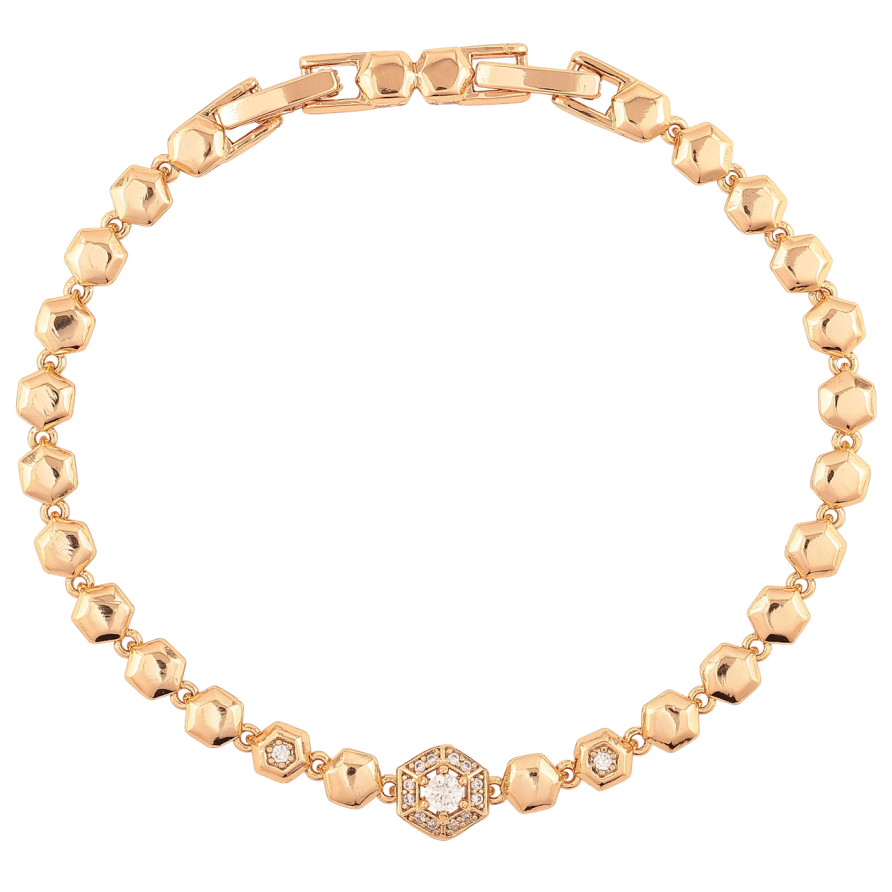 Браслет Xuping Позолота 18K Фигурные звенья с цирконием размер с доп. замком 17.5,19.5см х 4мм фото №1