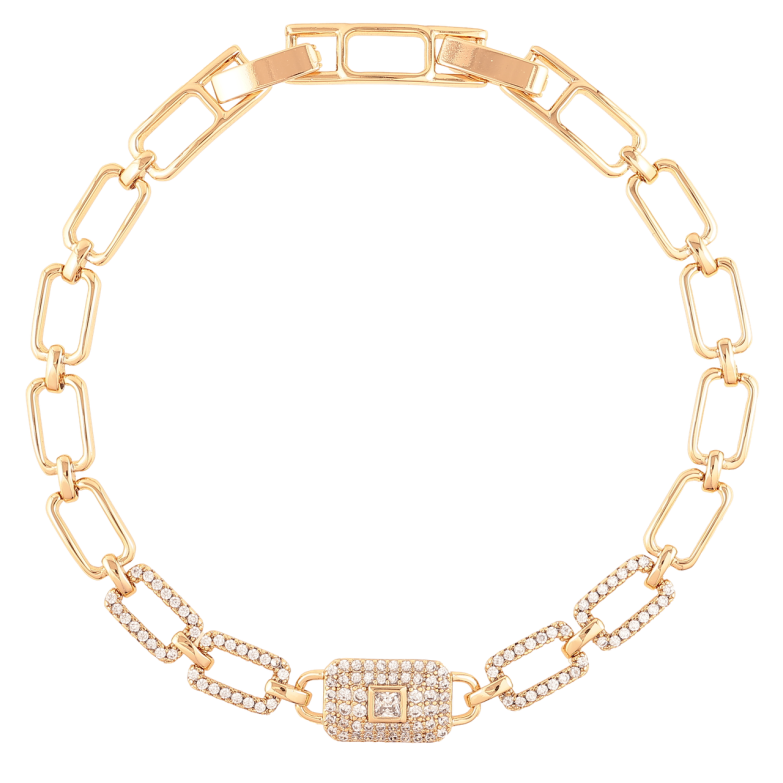 Браслет Xuping Позолота 18K «Ланки з цирконієм» розмір з доп. замком 17.5,19.5см х 6мм фото №1