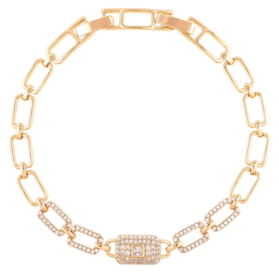 Браслет Xuping Позолота 18K «Ланки з цирконієм» розмір з доп. замком 17.5,19.5см х 6мм фото №1