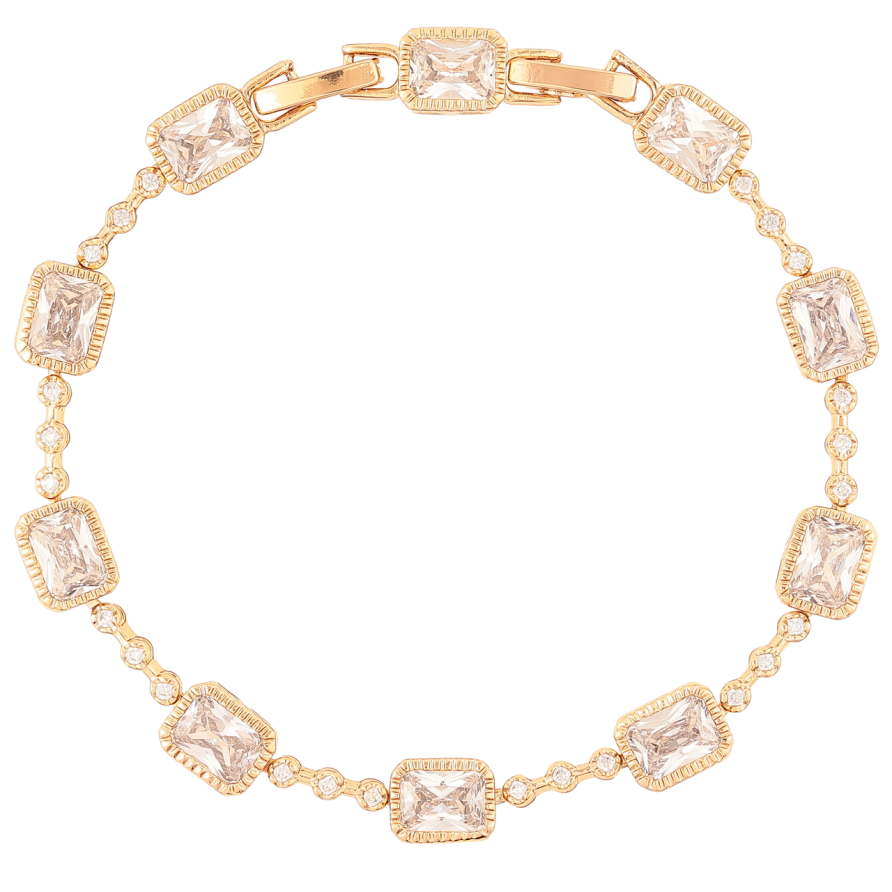 Браслет Xuping Позолота 18K «Доріжка цирконію з фіанітами» розмір з доп. замком 17.5,19.5см х 2-6мм фото №1