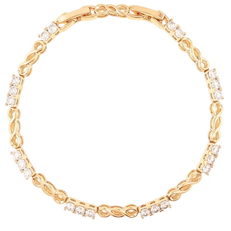 Браслет Xuping Позолота 18K Узор с дорожками циркония размер с доп. замком 17.5,19.5см х 3-4мм фото №1