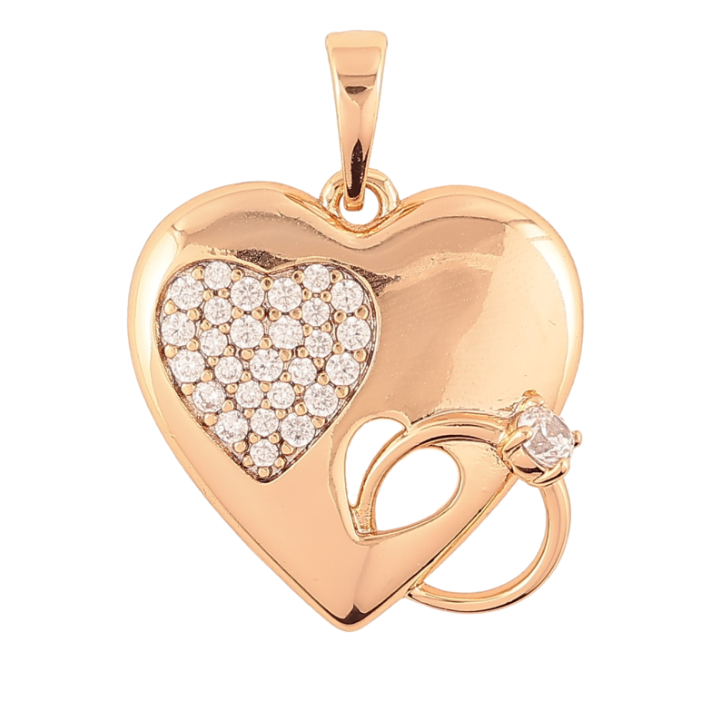 Кулон Xuping Позолота 18K «Сердечко з обручкою для заручин» для ланцюжка до 6мм фото №1