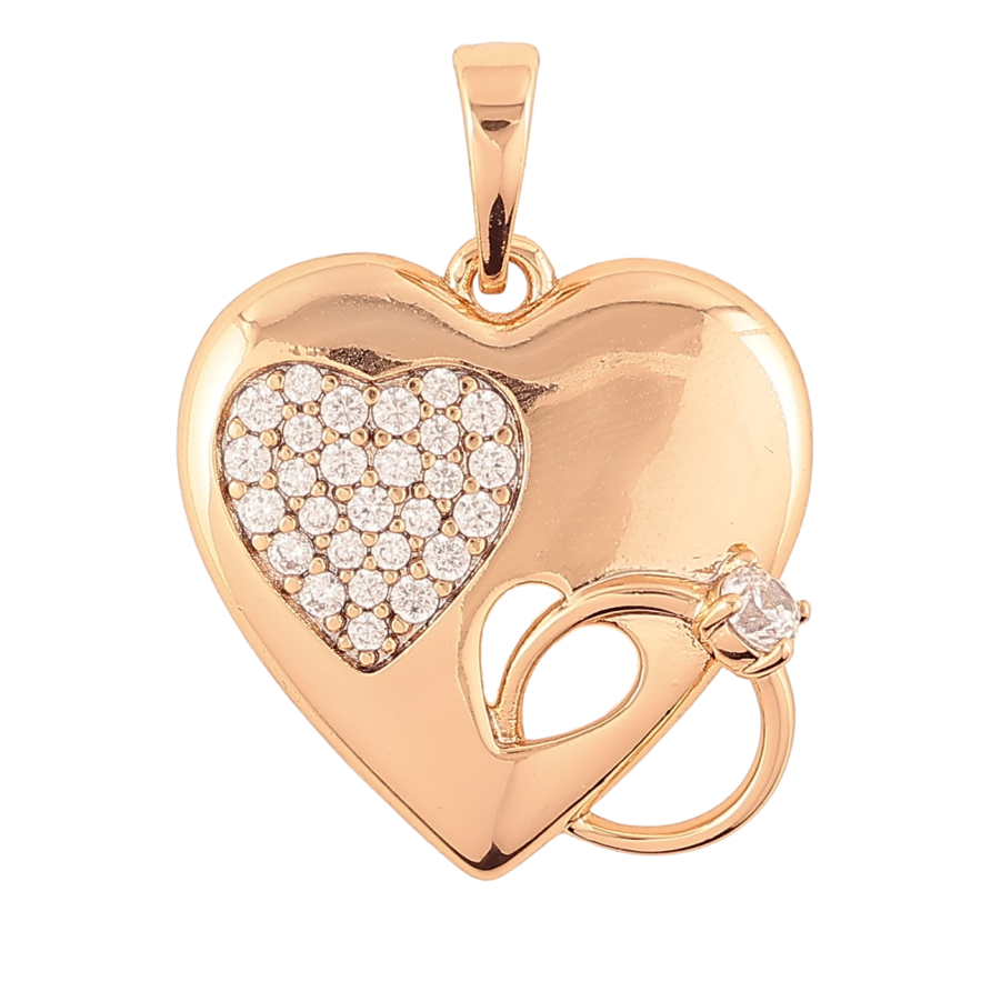 Кулон Xuping Позолота 18K «Сердечко з обручкою для заручин» для ланцюжка до 6мм фото №1