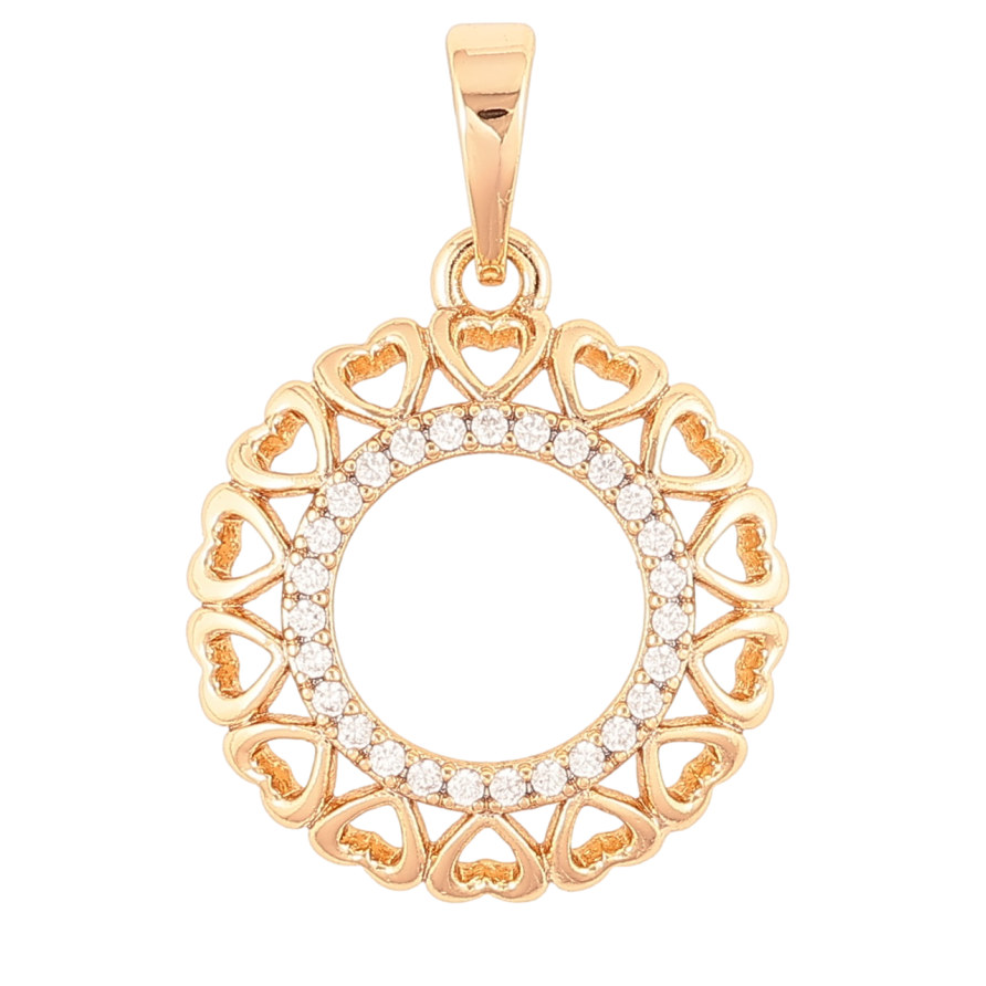 Кулон Xuping Позолота 18K Колечко из сердечек и циркония для цепочки до 6мм фото №1