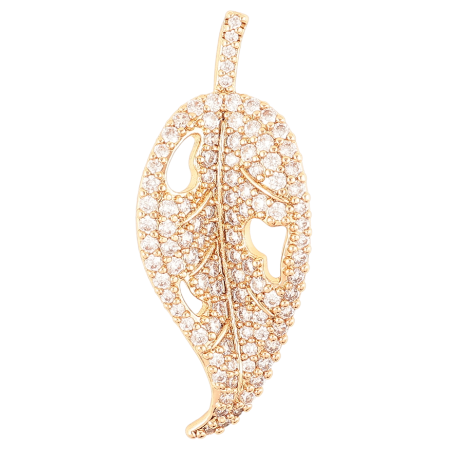Кулон Xuping Позолота 18K Листик с инкрустацией цирконием для цепочки до 3мм фото №1