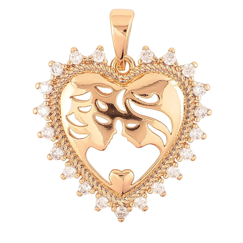 Кулон Xuping Позолота 18K «Сердечко з закоханими» для ланцюжка до 5мм фото №4