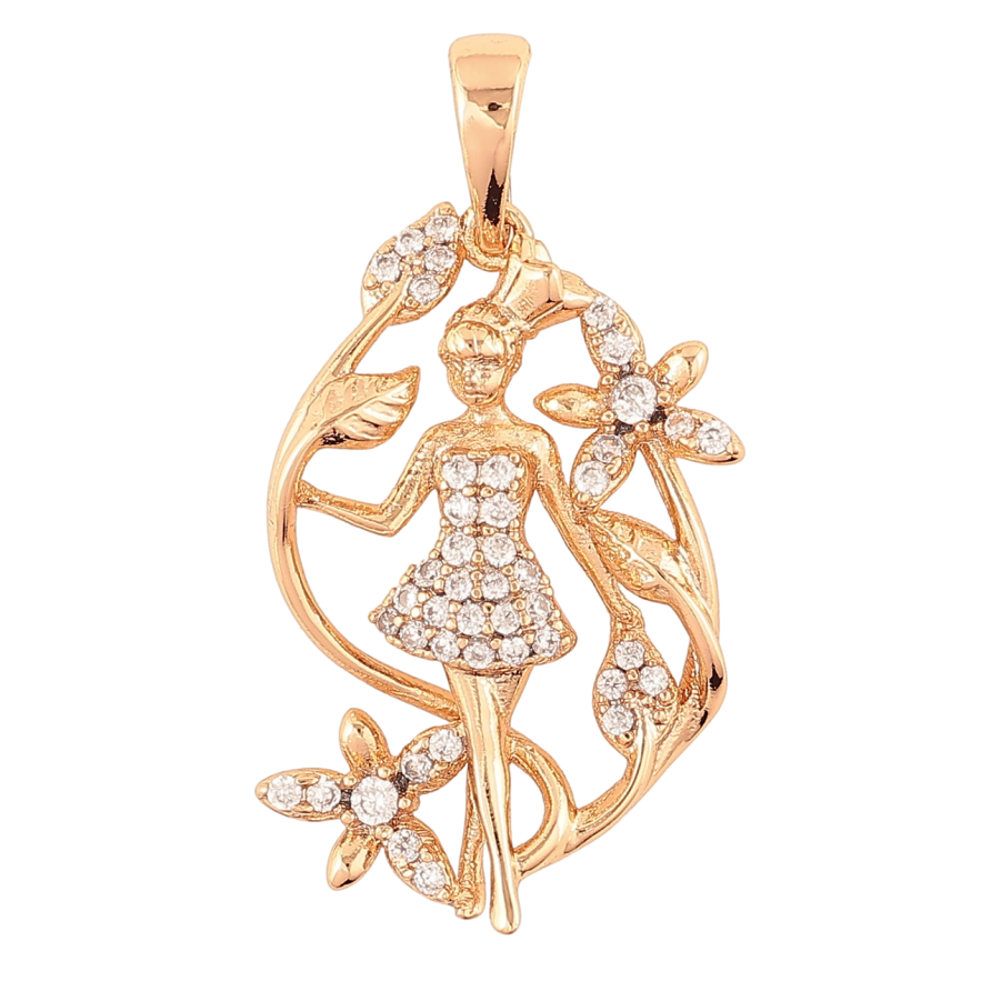 Кулон Xuping Позолота 18K «Квітковий візерунок з дівчинкою» для ланцюжка до 6мм фото №1