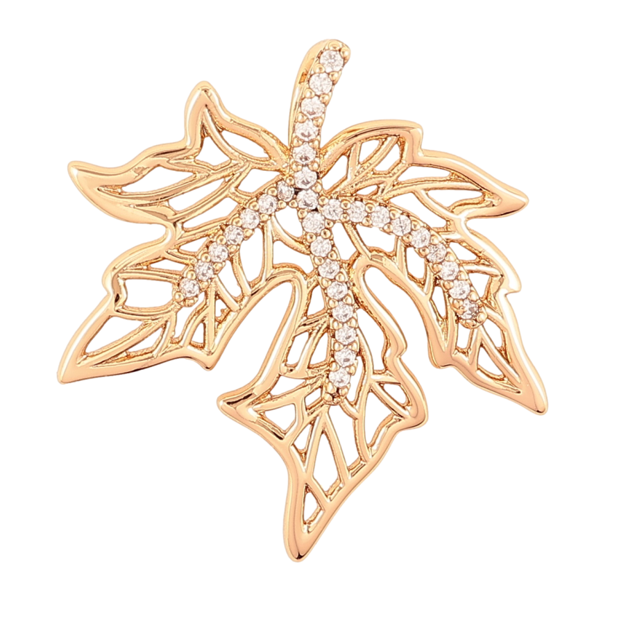 Кулон Xuping Позолота 18K Кленовый лист с цирконием для цепочки до 2мм фото №1