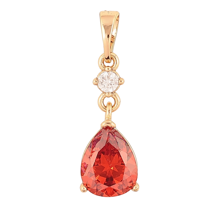 Кулон Xuping Позолота 18K Красная кристальная капля для цепочки до 5мм фото №3