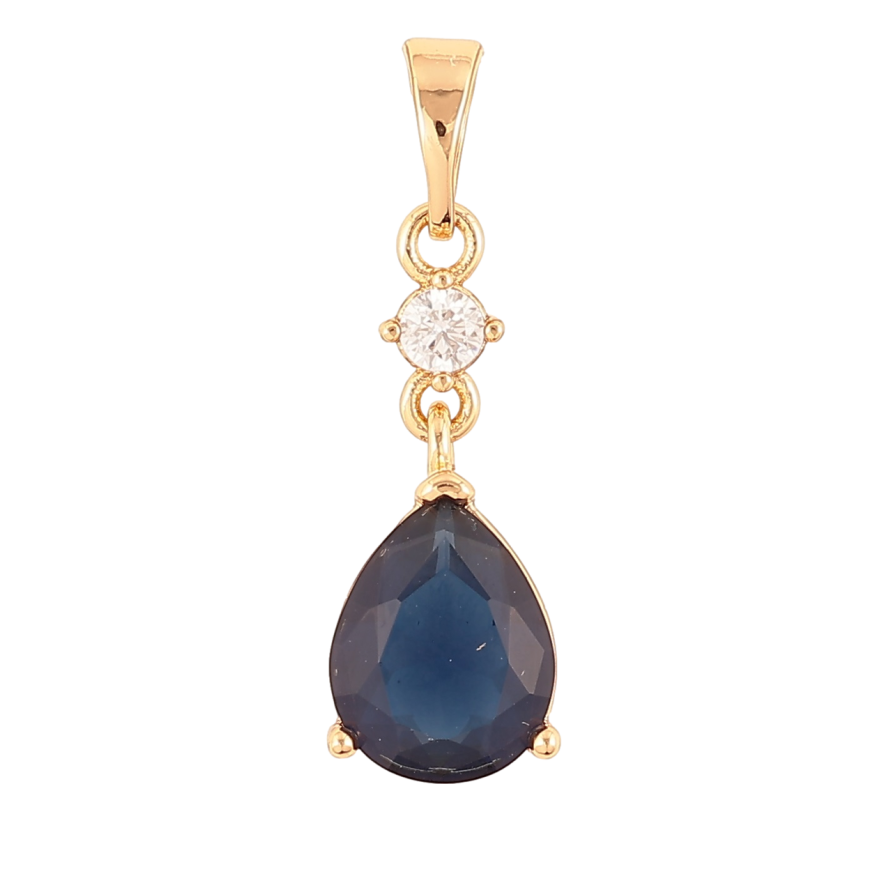 Кулон Xuping Позолота 18K Синяя кристальная капля для цепочки до 5мм фото №1