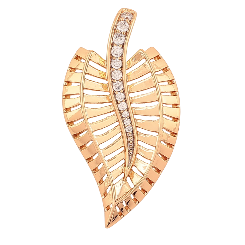 Кулон Xuping Позолота 18K «Різьблений листочок з цирконієм» для ланцюжка до 5мм фото №1
