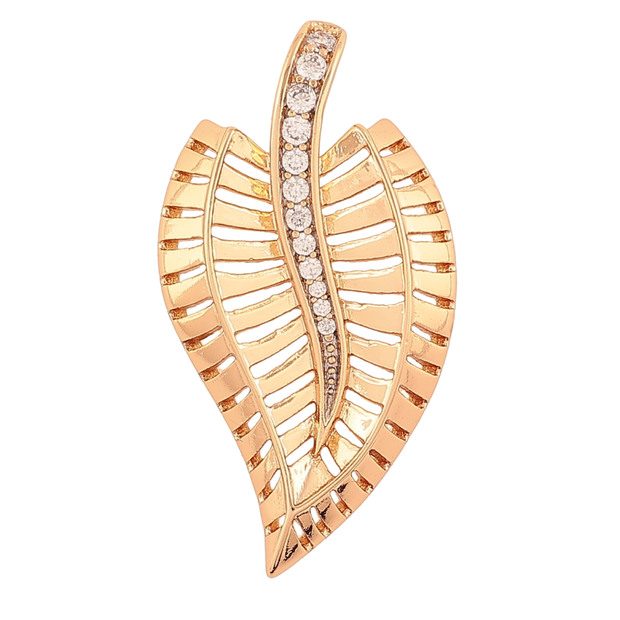 Кулон Xuping Позолота 18K «Різьблений листочок з цирконієм» для ланцюжка до 5мм фото №1