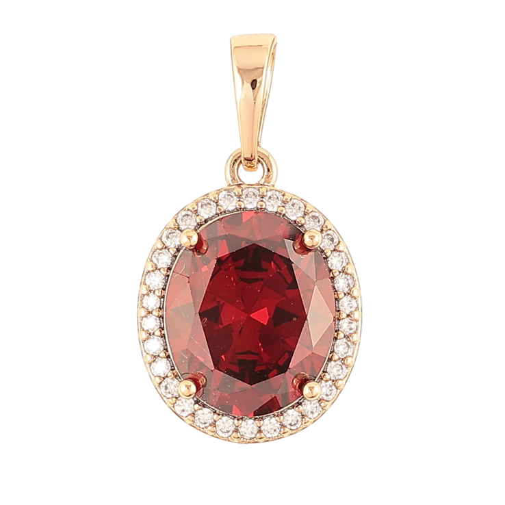 Кулон Xuping Позолота 18K Красный фианит в обрамлении циркония для цепочки до 6мм фото №2