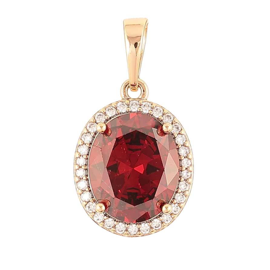 Кулон Xuping Позолота 18K Красный фианит в обрамлении циркония для цепочки до 6мм фото №1