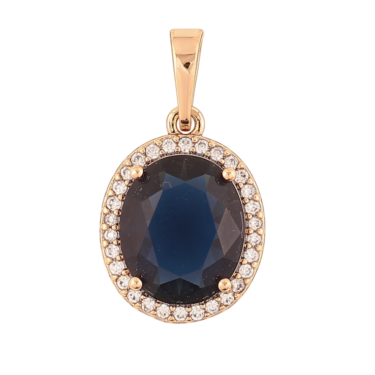 Кулон Xuping Позолота 18K «Синій фіаніт в обрамленні цирконію» для ланцюжка до 6мм фото №12