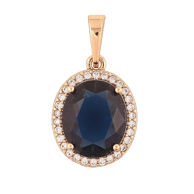 Кулон Xuping Позолота 18K «Синій фіаніт в обрамленні цирконію» для ланцюжка до 6мм фото №1