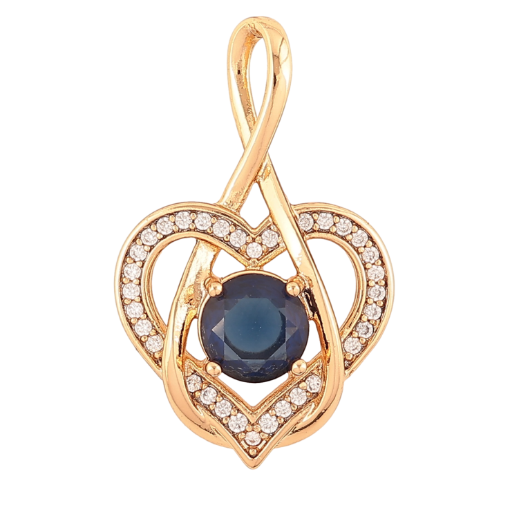 Кулон Xuping Позолота 18K «Сердечко з синім фіанітом і цирконієм» для ланцюжка до 4мм фото №7