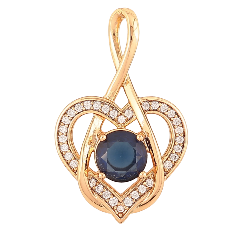 Кулон Xuping Позолота 18K «Сердечко з синім фіанітом і цирконієм» для ланцюжка до 4мм фото №1