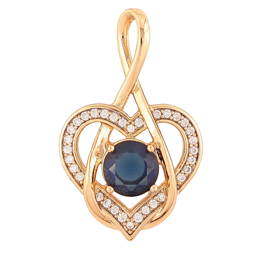 Кулон Xuping Позолота 18K «Сердечко з синім фіанітом і цирконієм» для ланцюжка до 4мм фото №1