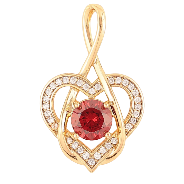 Кулон Xuping Позолота 18K «Сердечко з червоним фіанітом і цирконієм» для ланцюжка до 4мм фото №6