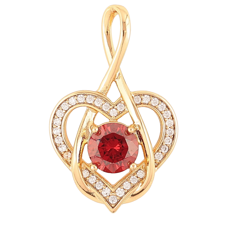 Кулон Xuping Позолота 18K «Сердечко з червоним фіанітом і цирконієм» для ланцюжка до 4мм фото №17